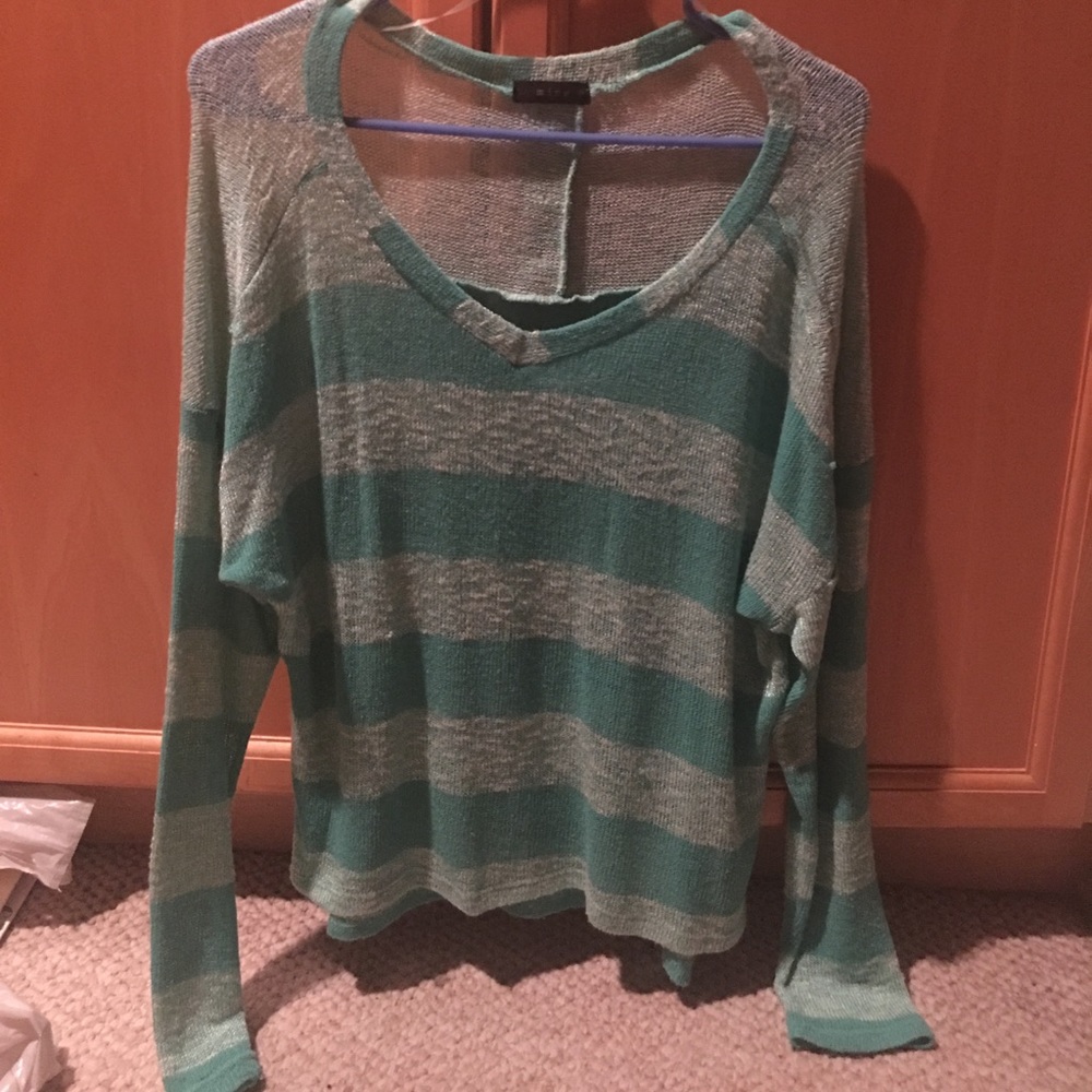 Mint blue color, striped knit
