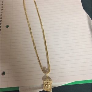 Gold chain custom set Jesus Piece