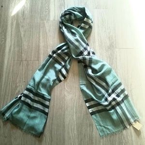 Check Print Wool Silk Scarf