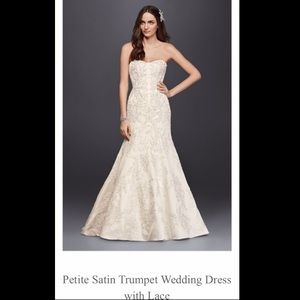 PETITE SATIN TRUMPET WEDDING DRESS W/ LACE