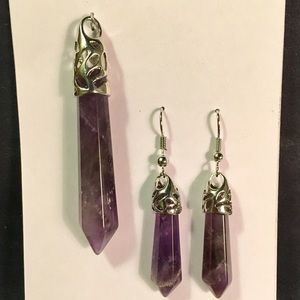Amethyst crystal pendant -earrings sold