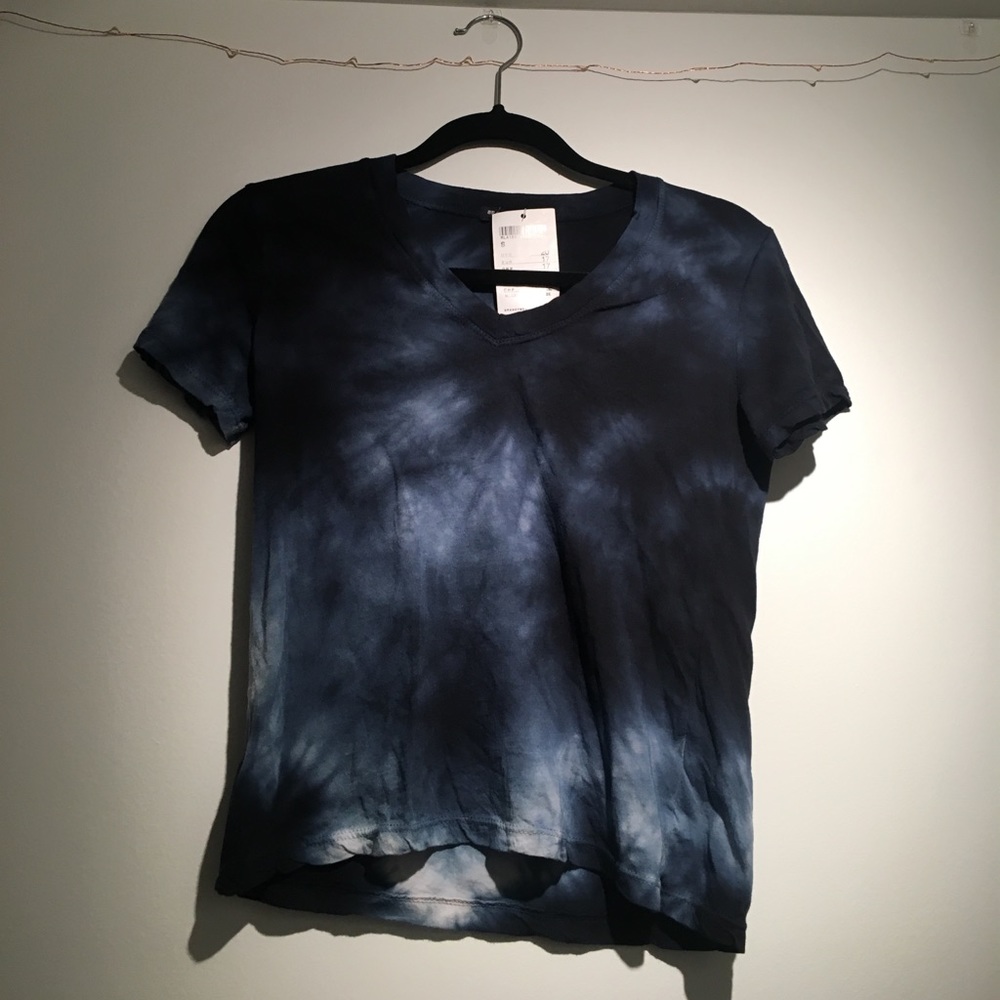 Brandy Melville Blue Tie-Dye Vneck