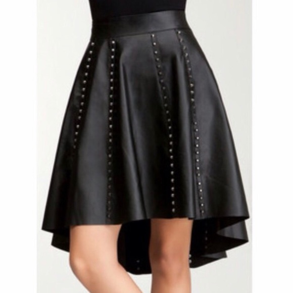 bebe Dresses & Skirts - *FINAL PRICE*BEBE blk leather hi low skirt w/studs