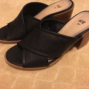 Black Heeled Mule/Sandals