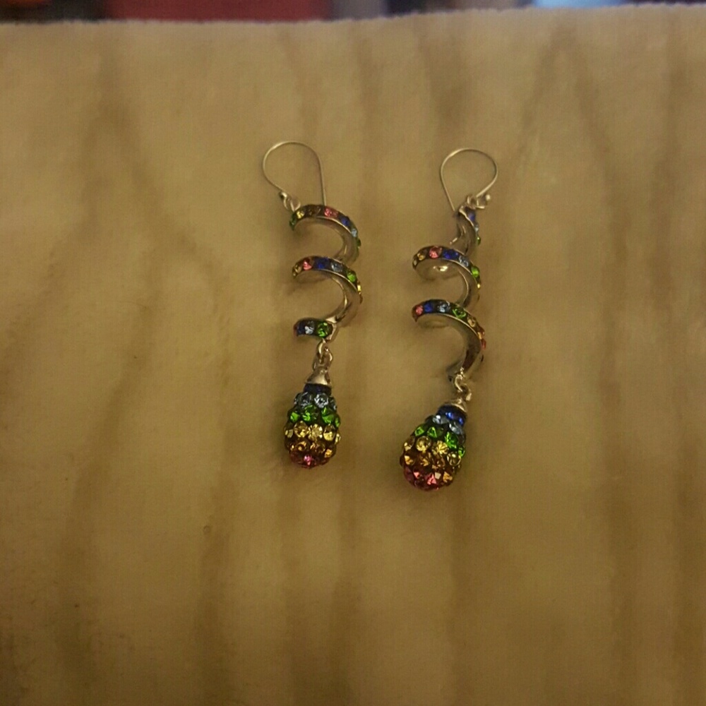 Austrian Crystal Drop Swirl Earrings