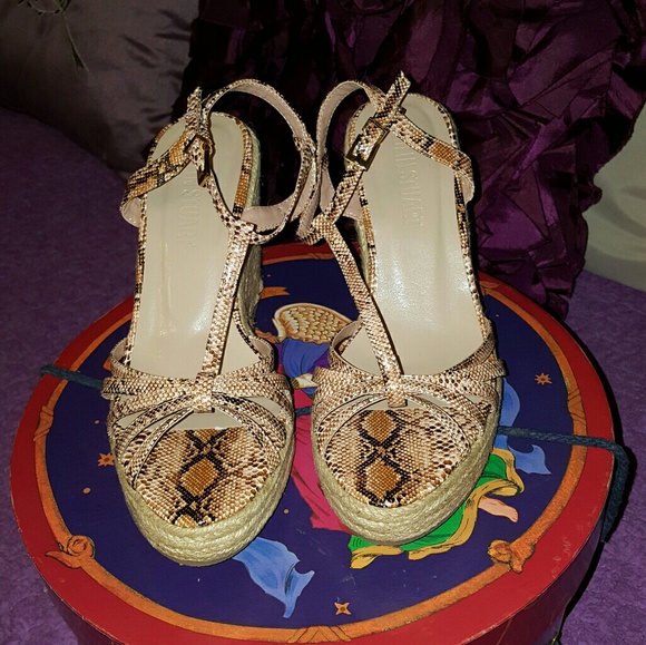 Colin Stuart Snake Print wedge heels - Picture 1 of 3
