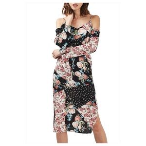 Topshop Floral Print Cold Shoulder Dress