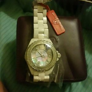 AUTH SWISS LEGEND CERAMIC DIAMOND WATCH