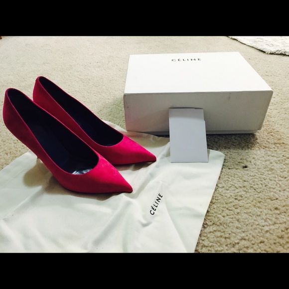 Celine rose pink suede pointed-toe pumps size 37 - Picture 2 of 4