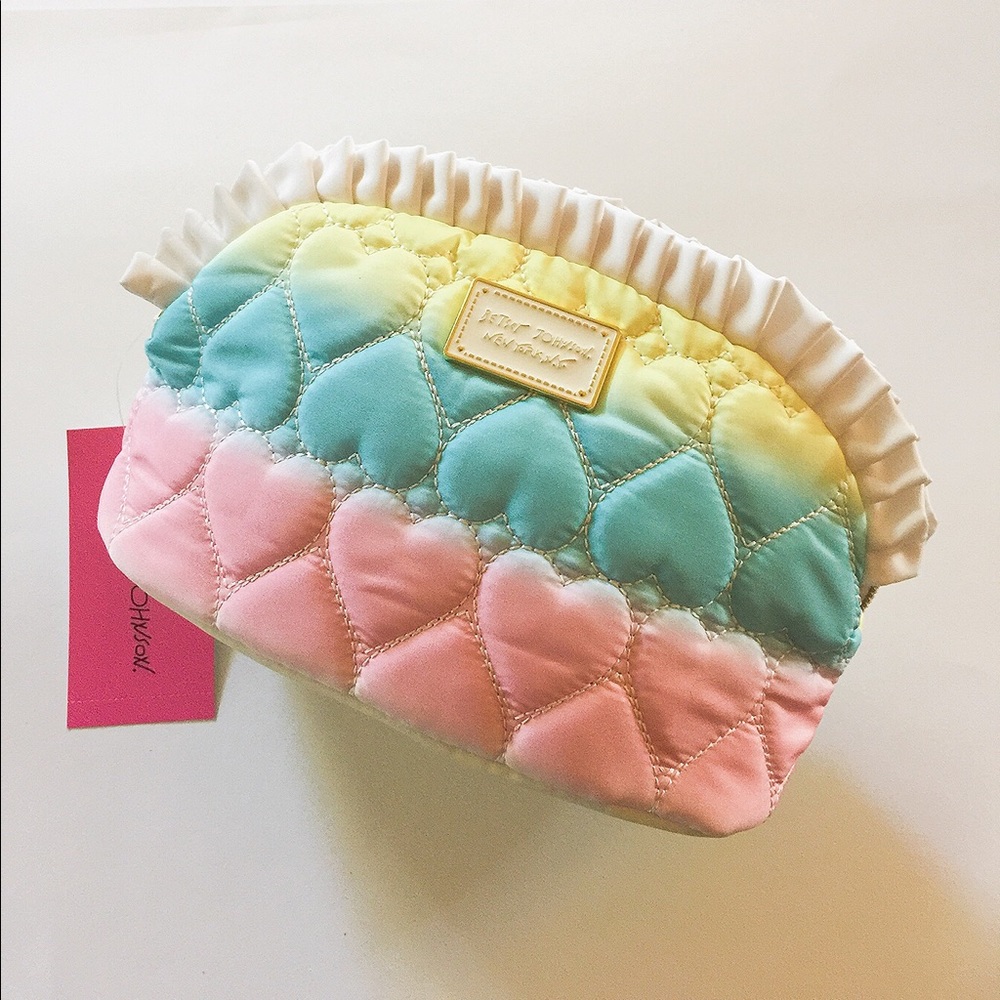Betsey Johnson rainbow color makeup/cosmetic bag