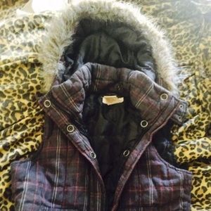 Fur hooded vest