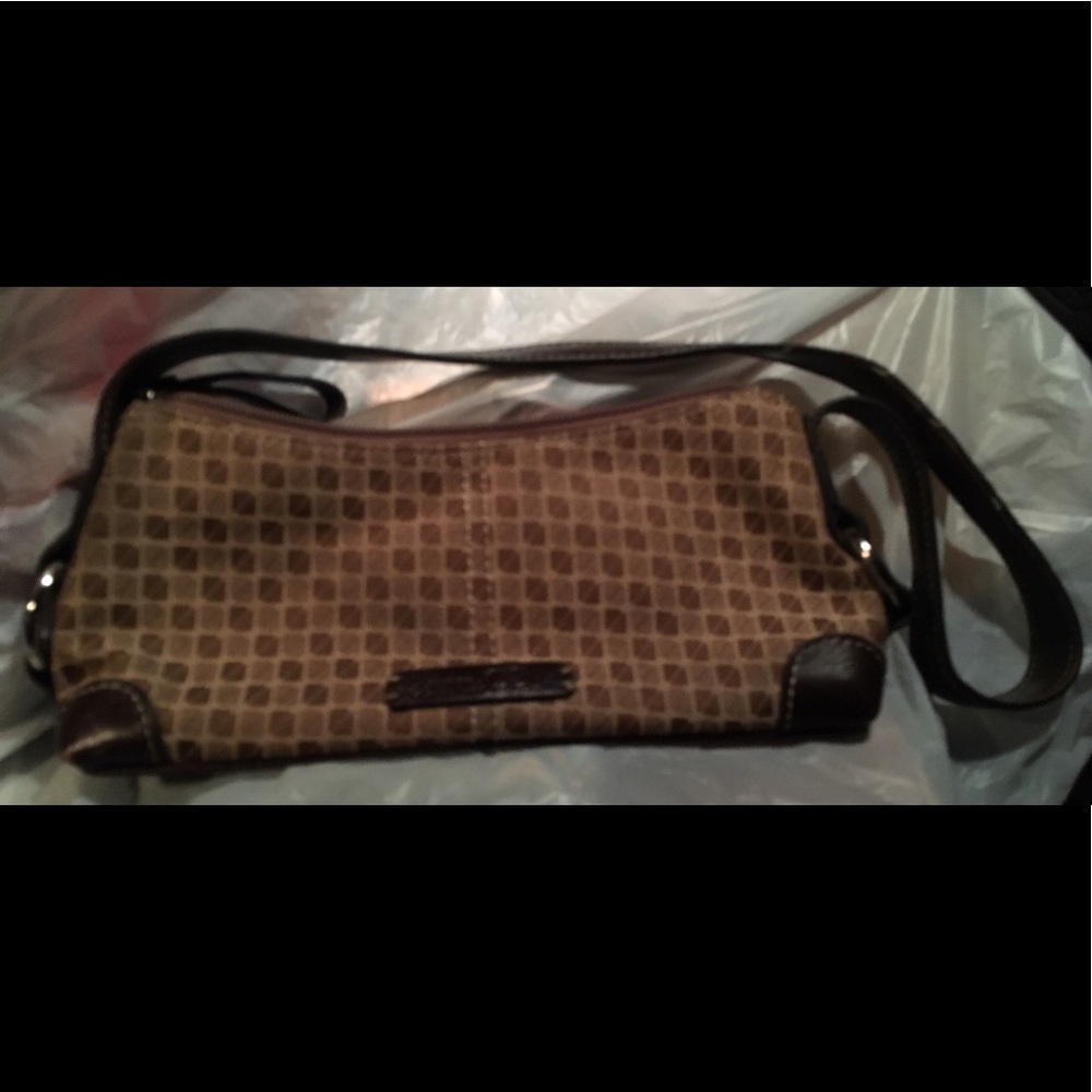 Leather and canvas nine and co Wristlet