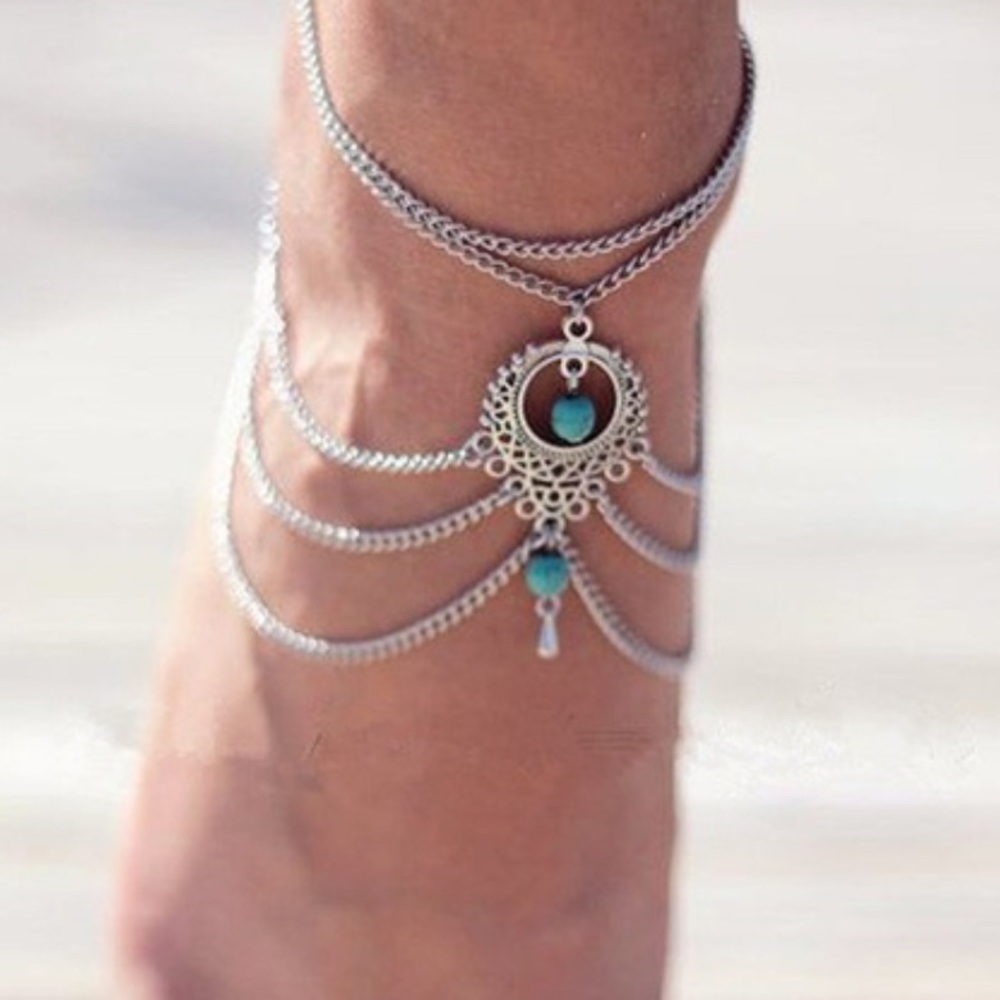 🌺 Turquoise Drape Anklet 🌺