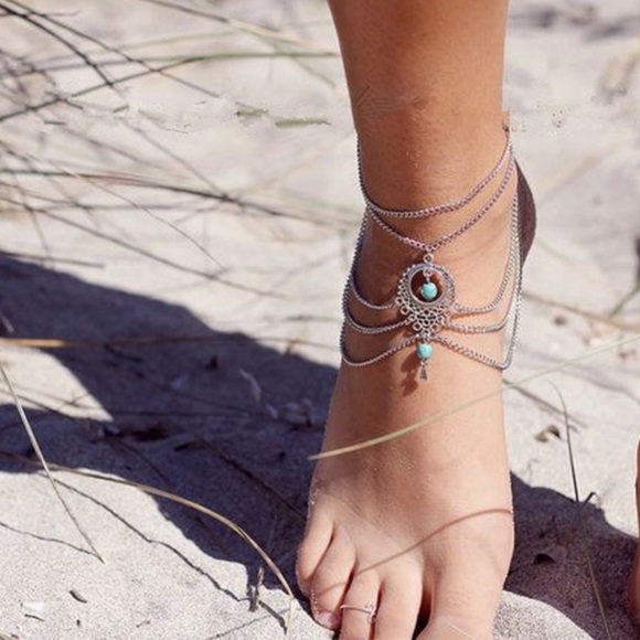 🌺 Turquoise Drape Anklet 🌺 - Picture 2 of 4