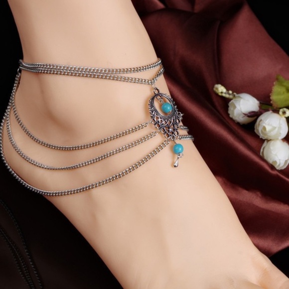 🌺 Turquoise Drape Anklet 🌺 - Picture 3 of 4