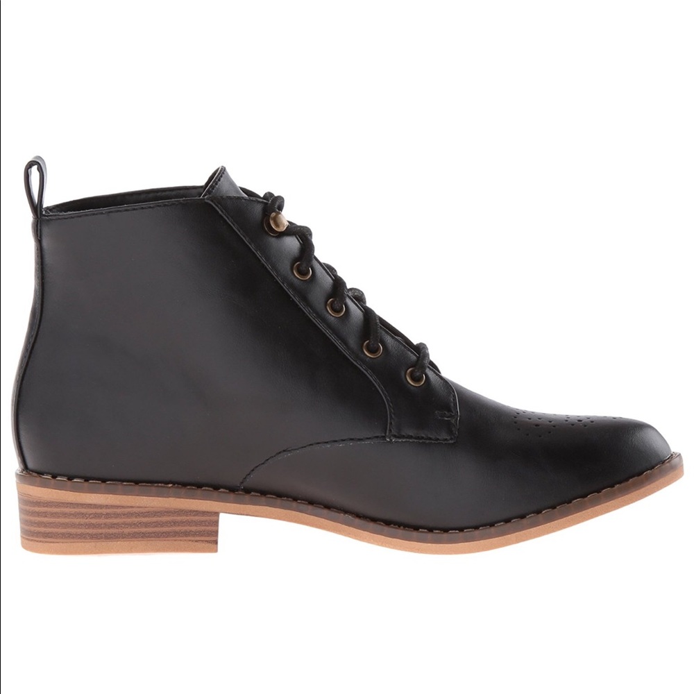 Front Detailed Black Moto Combat Boots - Picture 5 of 6