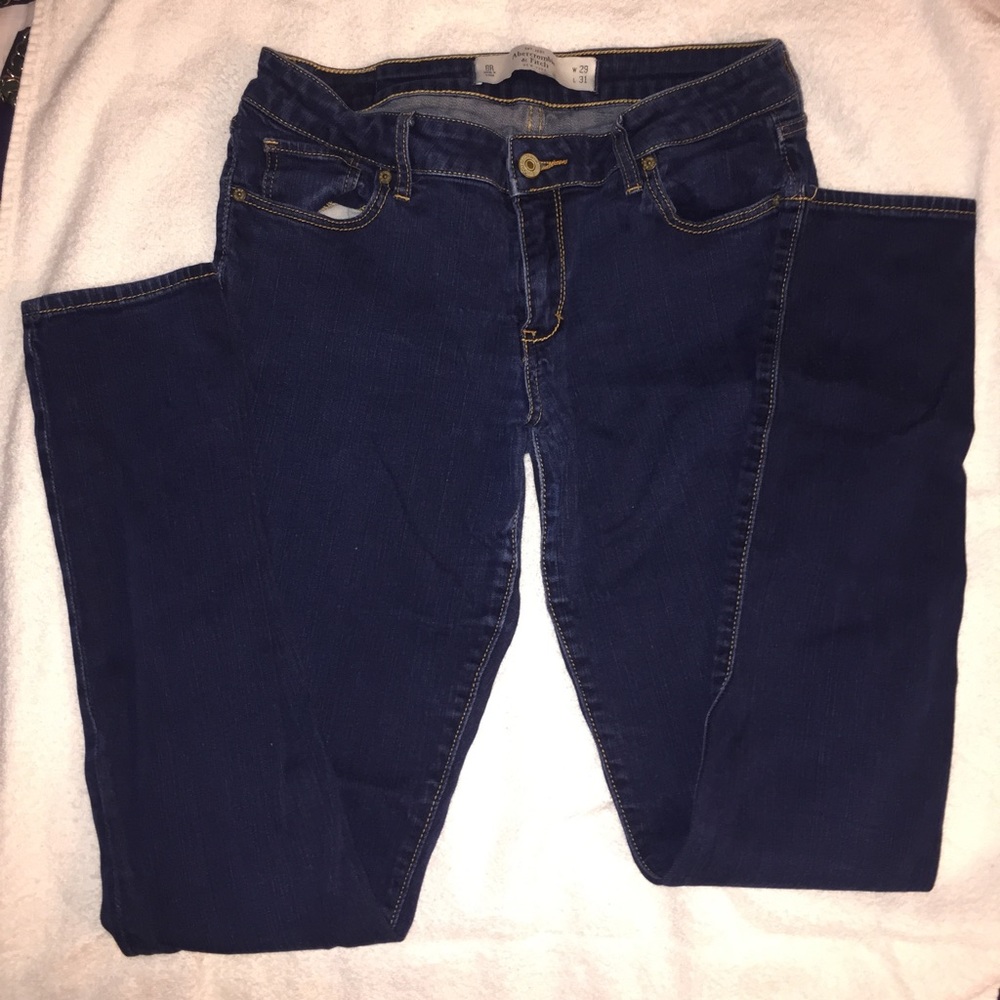 Dark wash low rise skinny jeans