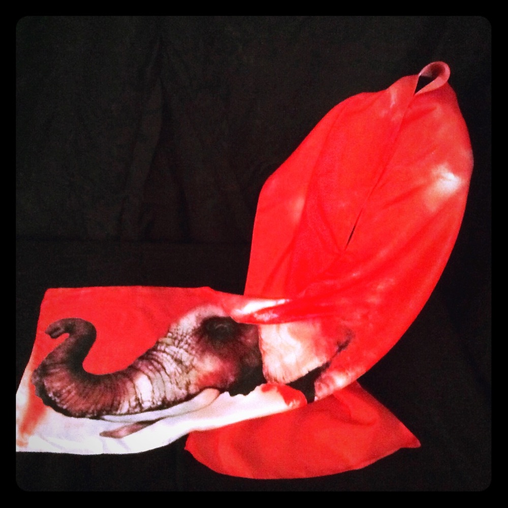 Anthony Burks Collections Silk Scarf-Red Elephant