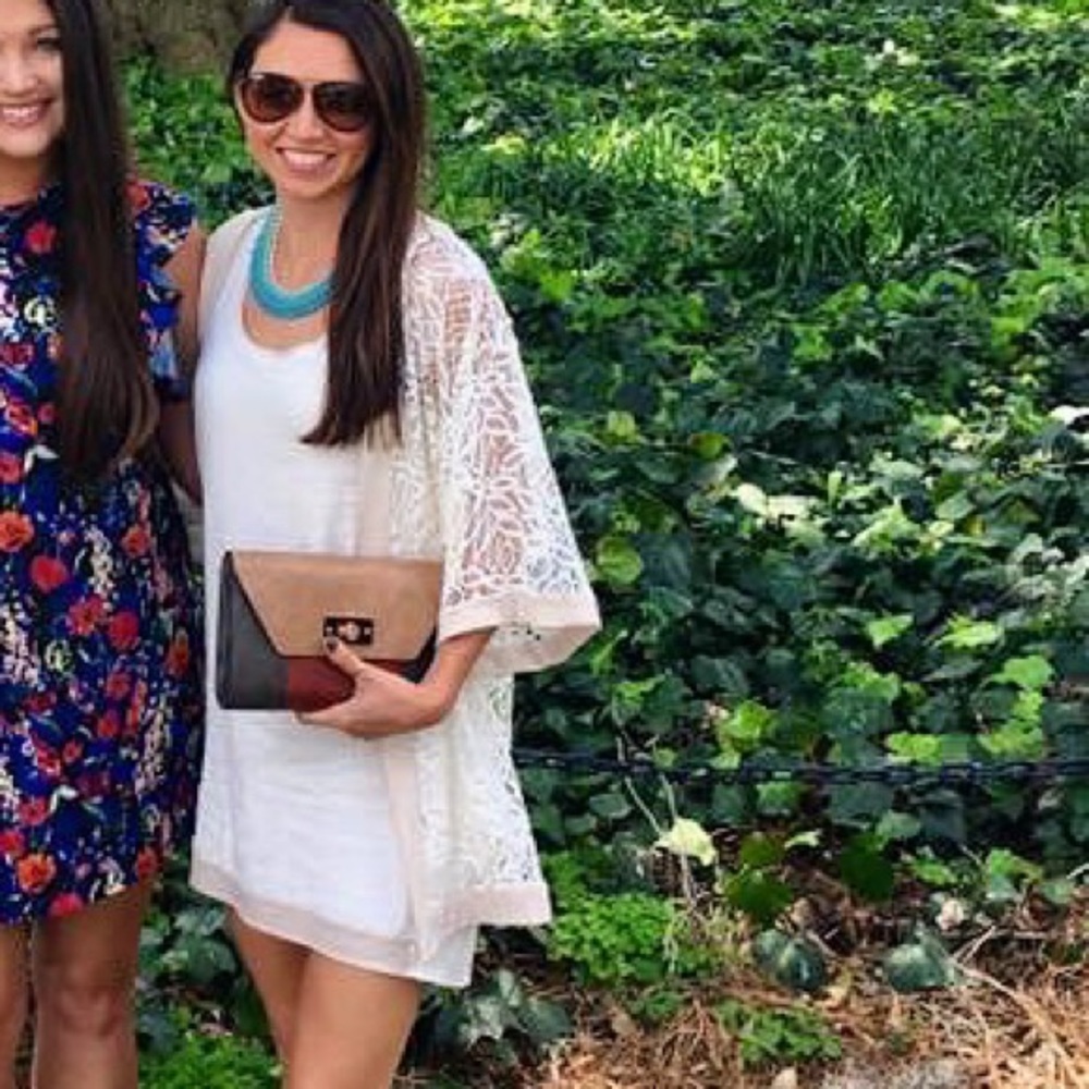 Coachella white dress and lace kimono combo