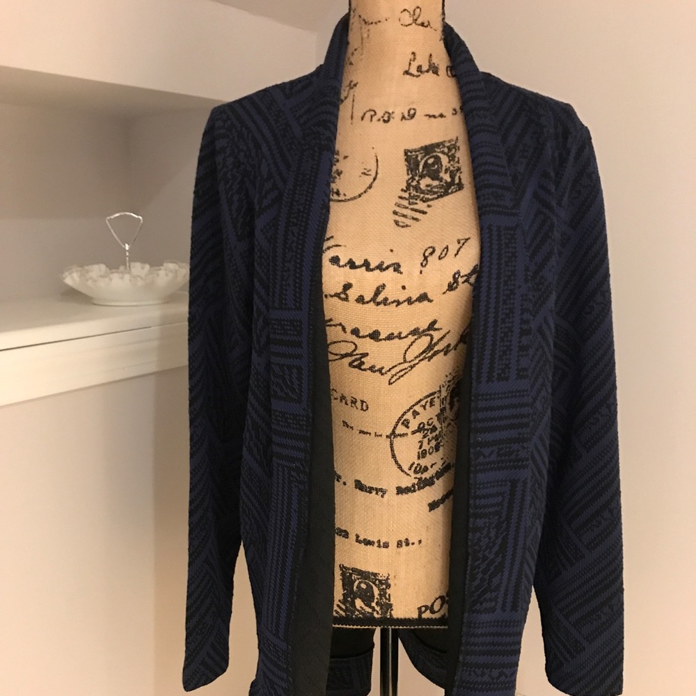 LOGO by Lori Goldstein Jacquard Open Front jacket