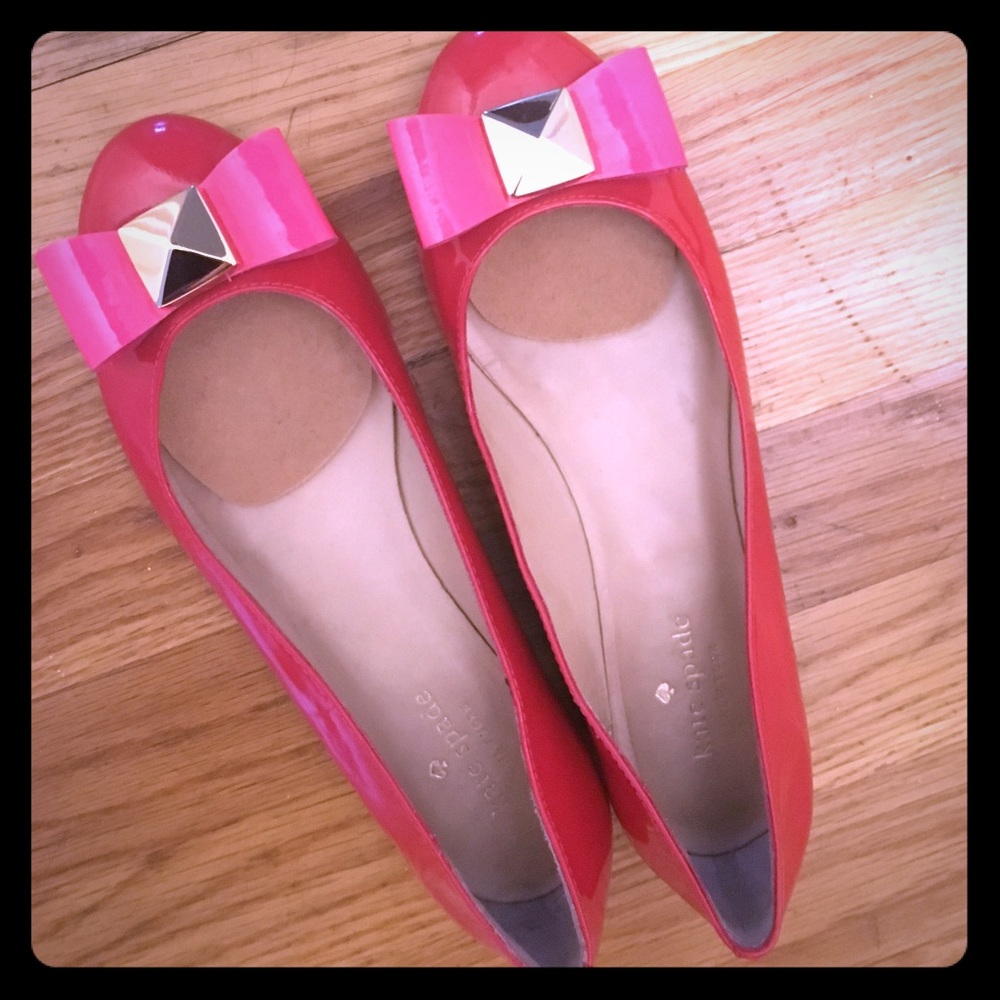 Kate Spade red and pink patent leather flats