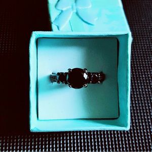 Black Gold.  Lab created black sapphire ring