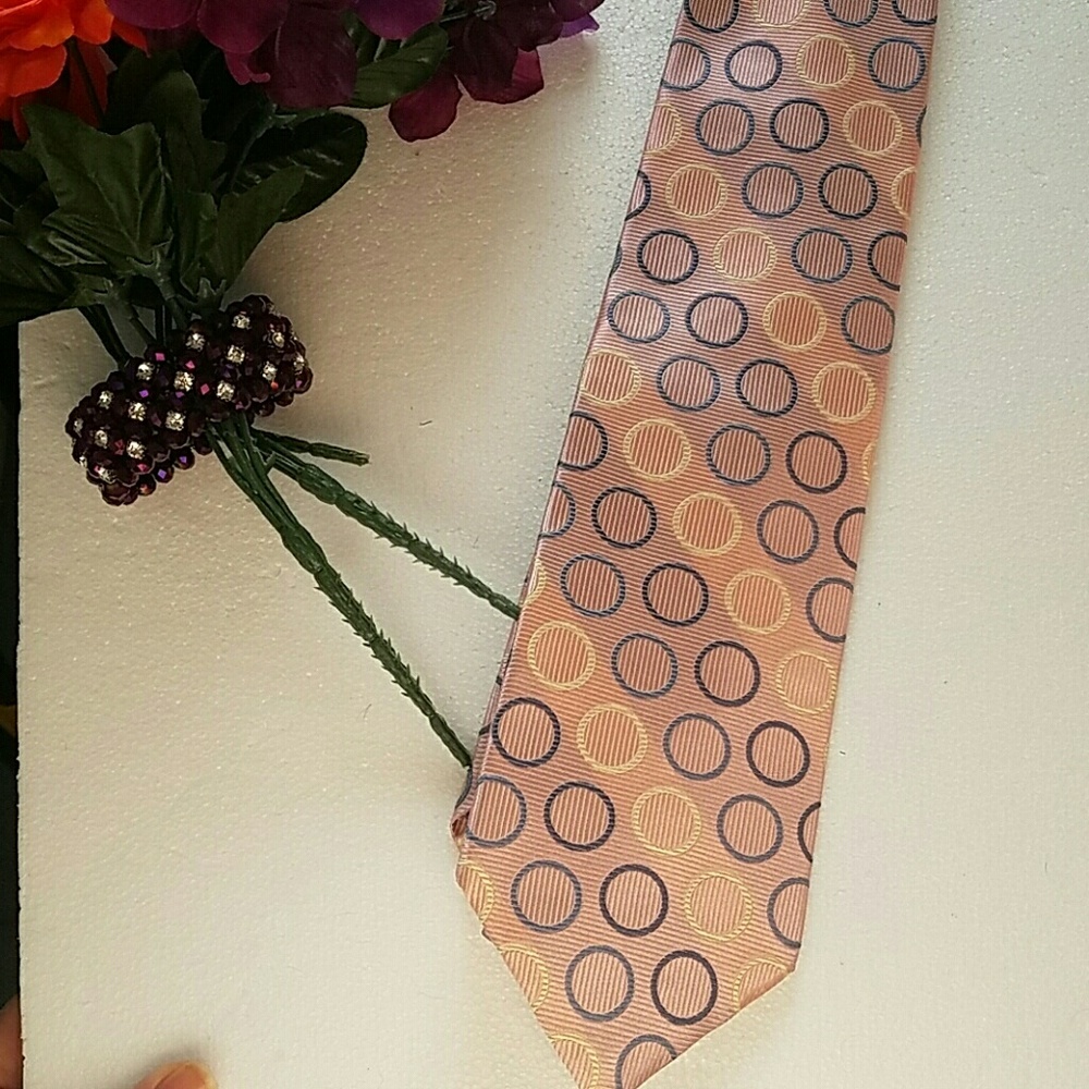 Vivace Neck Tie Extra Long, Pink Geometric circles