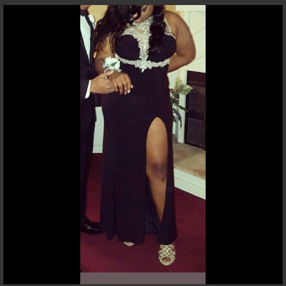 Black and silver prom dress