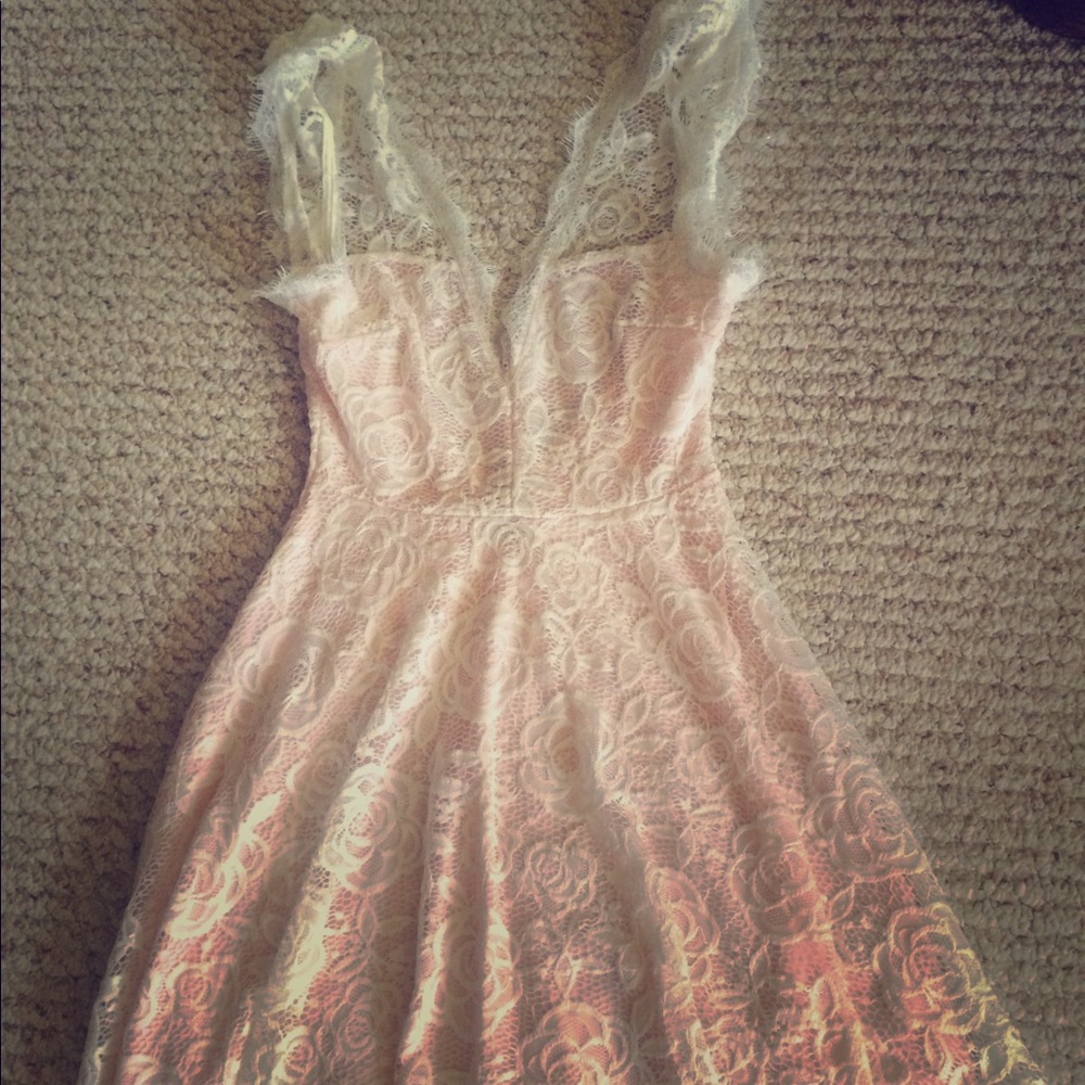 Ivory blush lace dress.