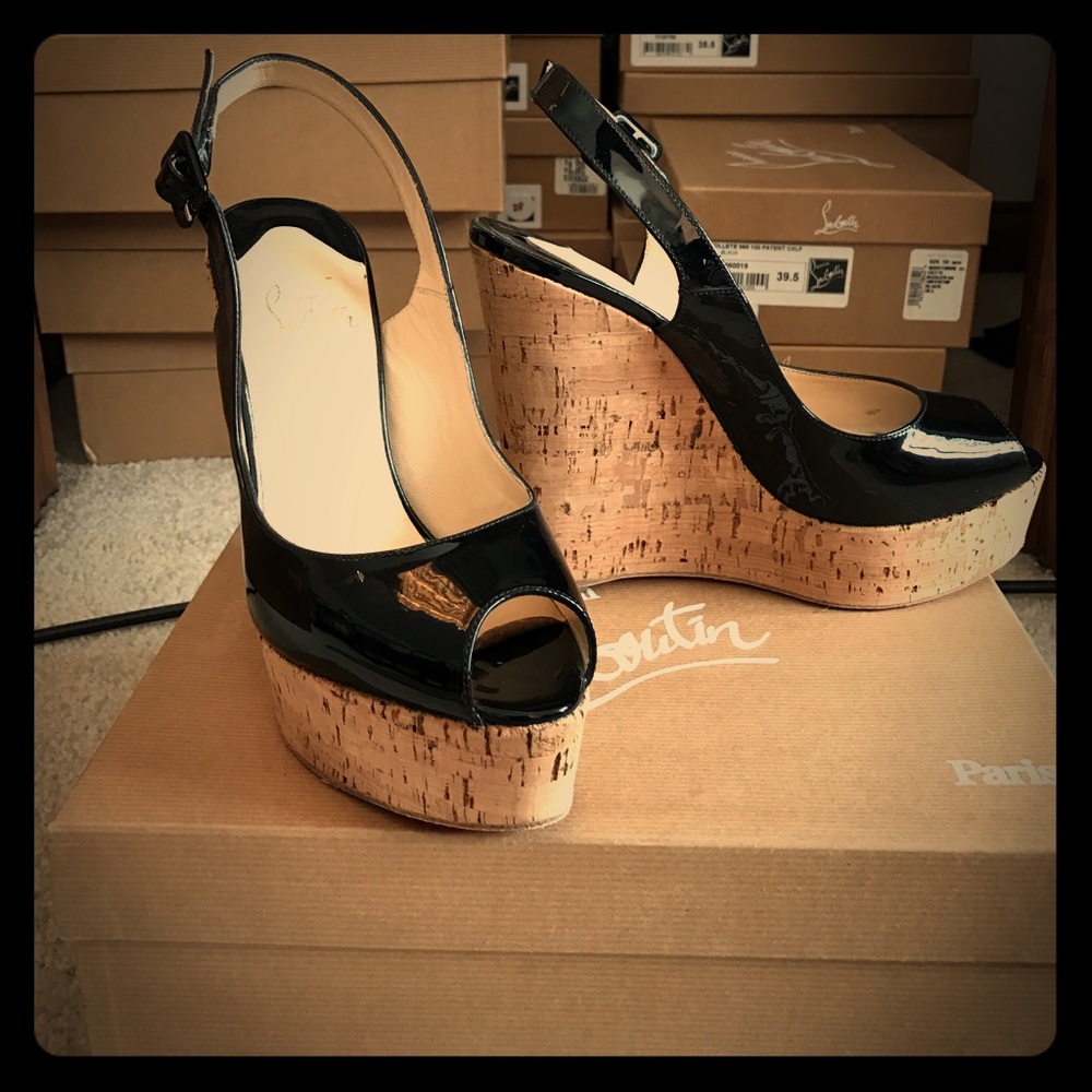 Christian Louboutin Une Plume sling wedges