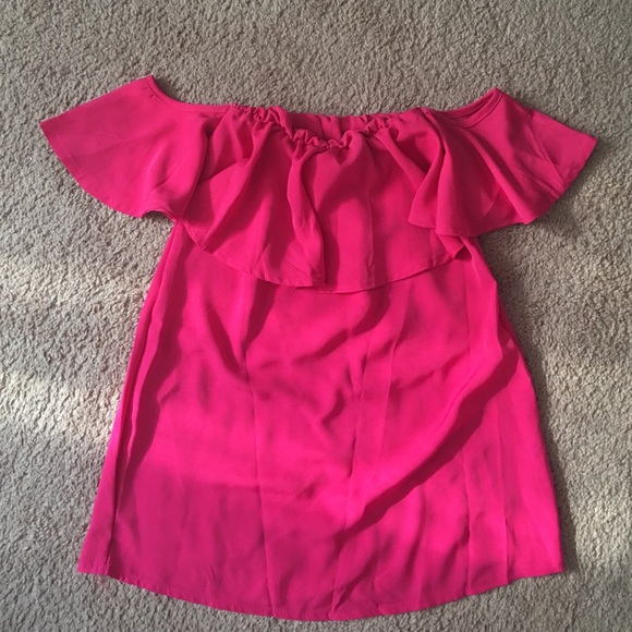 ASOS Tops - Off the shoulder pink ruffle top
