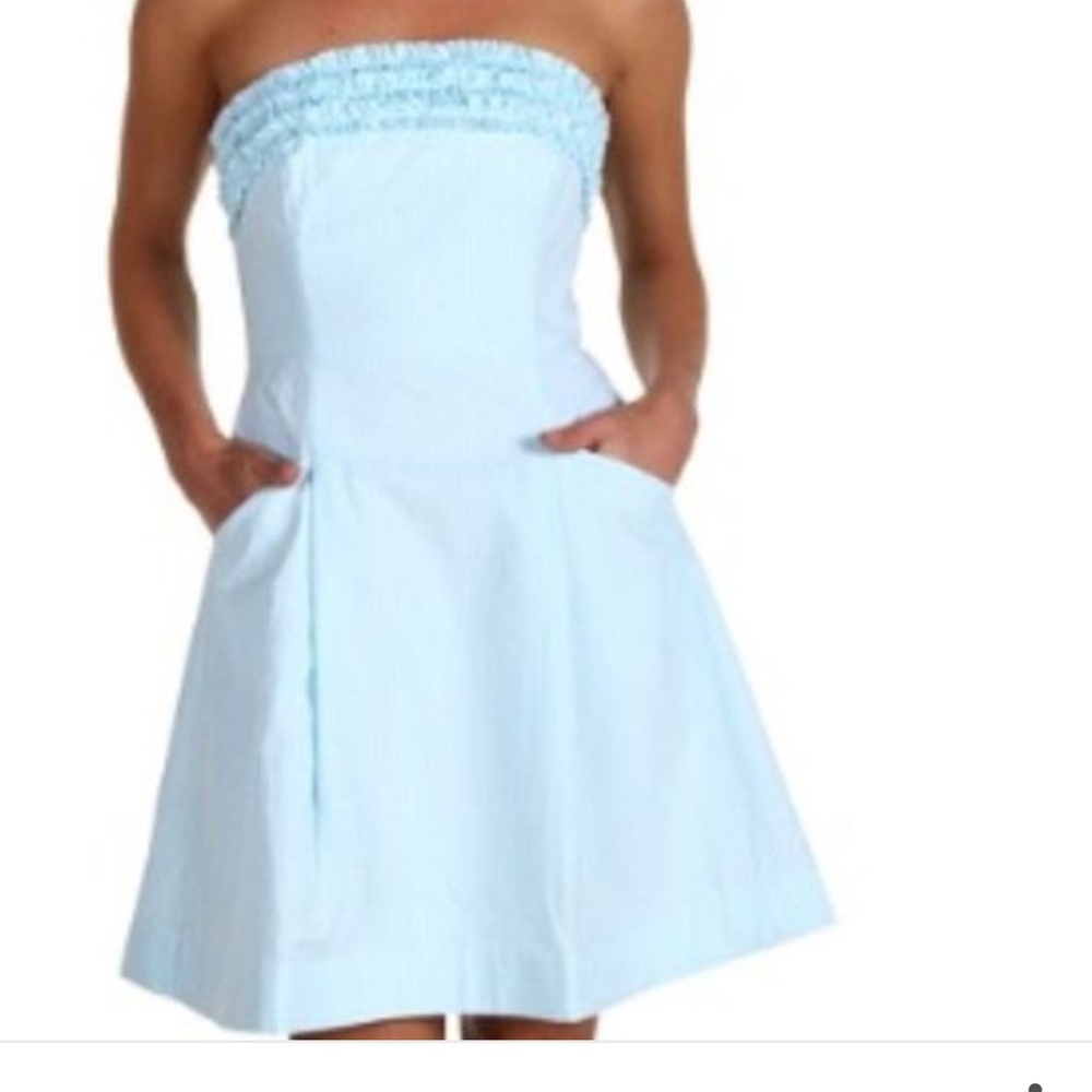 Lilly Pulitzer Ferra Dress Shorely Blue Seersucker