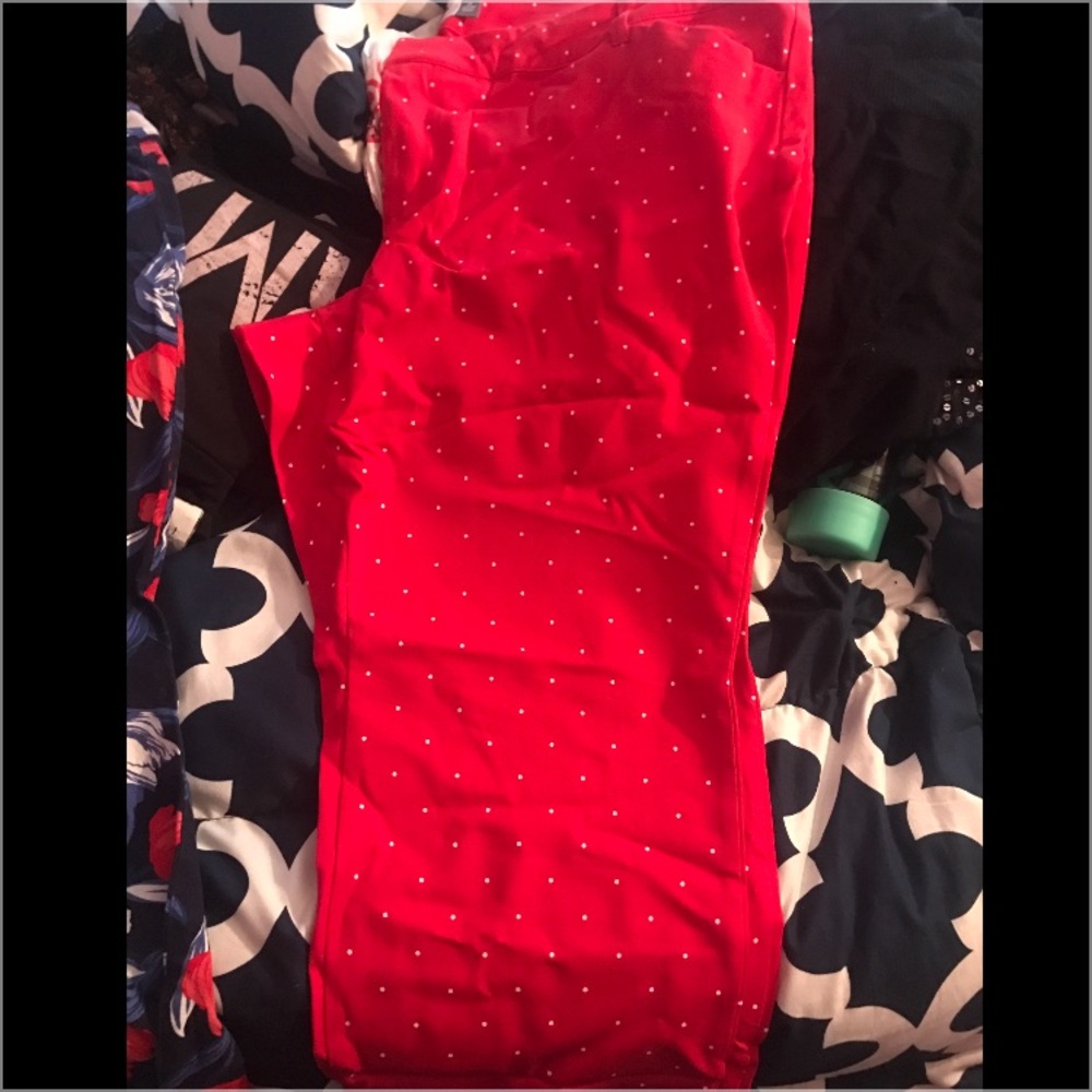 Plus size Red polka dot work pants
