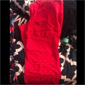 Plus size Red polka dot work pants