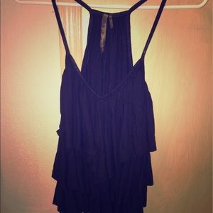 Francesca's navy ruffle tiered tank top