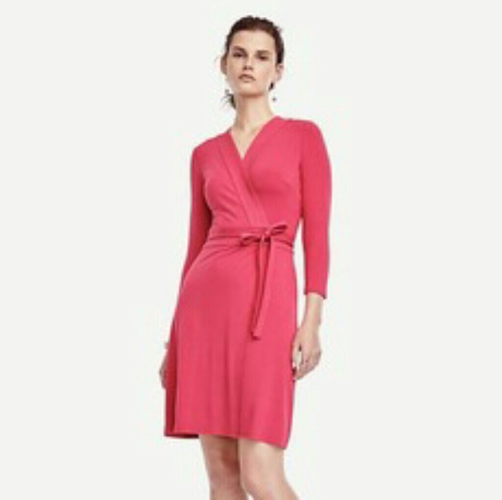 Ann Taylor Pink Wrap Dress sz4