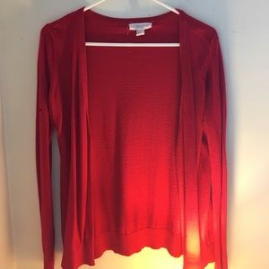 Red cardigan