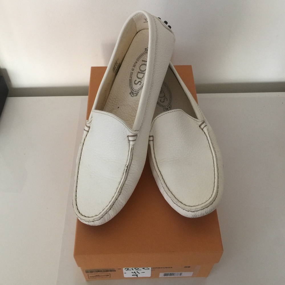 TODS LOAFERS WHITE LEATHER 39