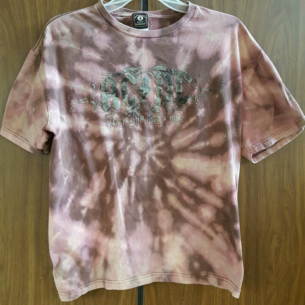 Custom tie-dyed, bleached, AC/DC t-shirt