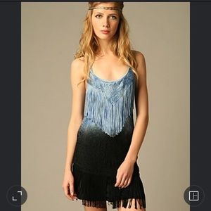 Free People Blue Ombré Fringe Dress
