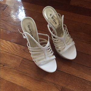 Bebe white wedges for summer!
