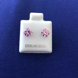 .925 Stamped Silver Pink Studs