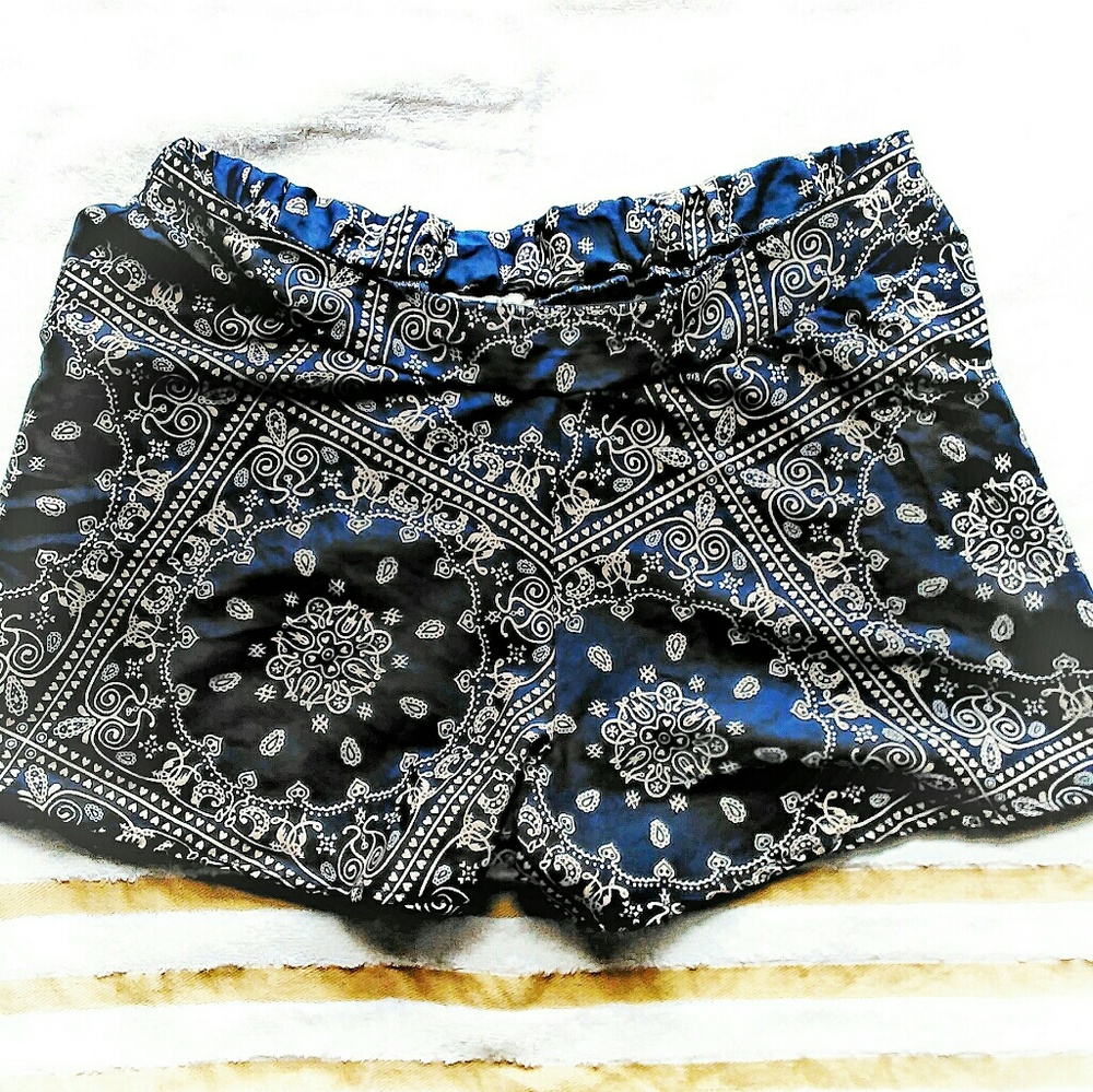 Patterned Navy Blue Shorts