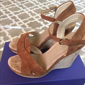 NWT Stuart Weitzman Minky Amaretto Suede Wedge