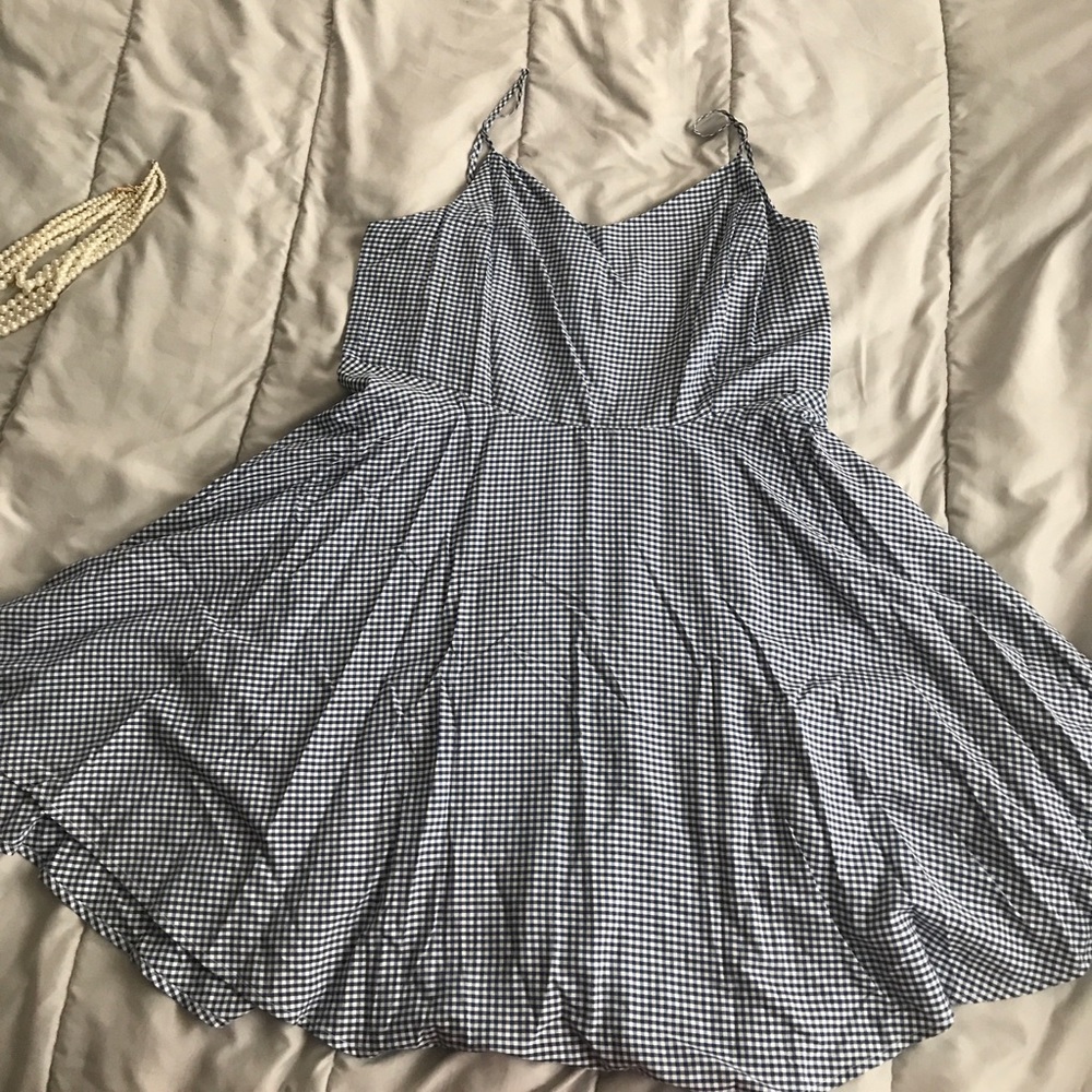 Gingham print sundress.