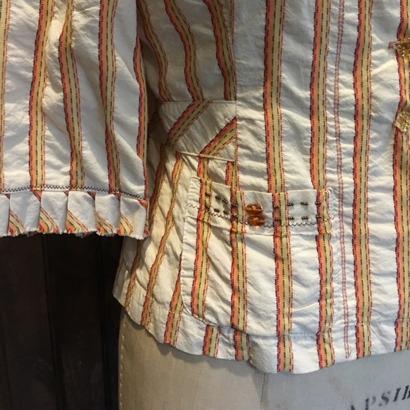 Burning Torch Striped Cotton Fitted Jacket - Picture 2 of 7