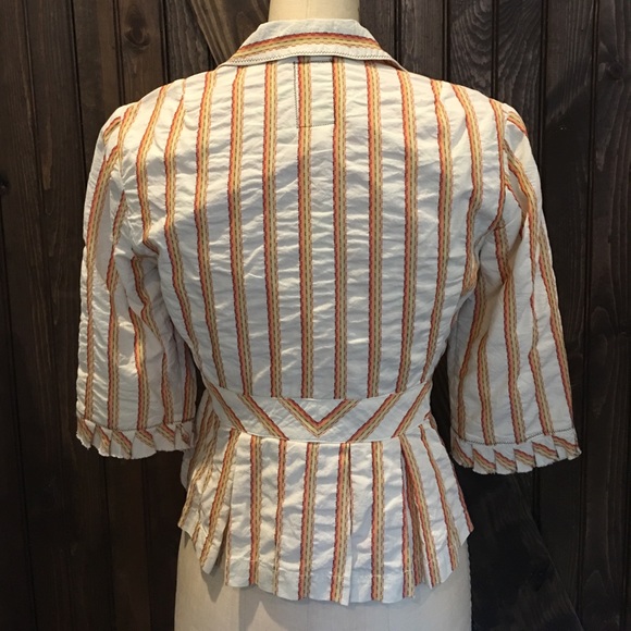 Burning Torch Striped Cotton Fitted Jacket - Picture 3 of 7