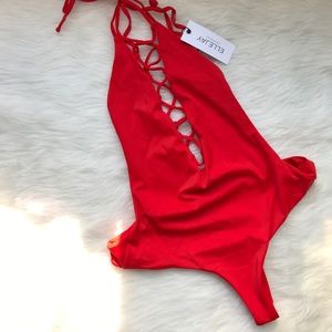 One Piece Red Swimsuit