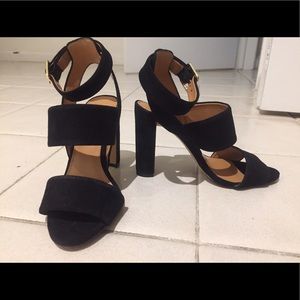 JCREW suede black strap heels