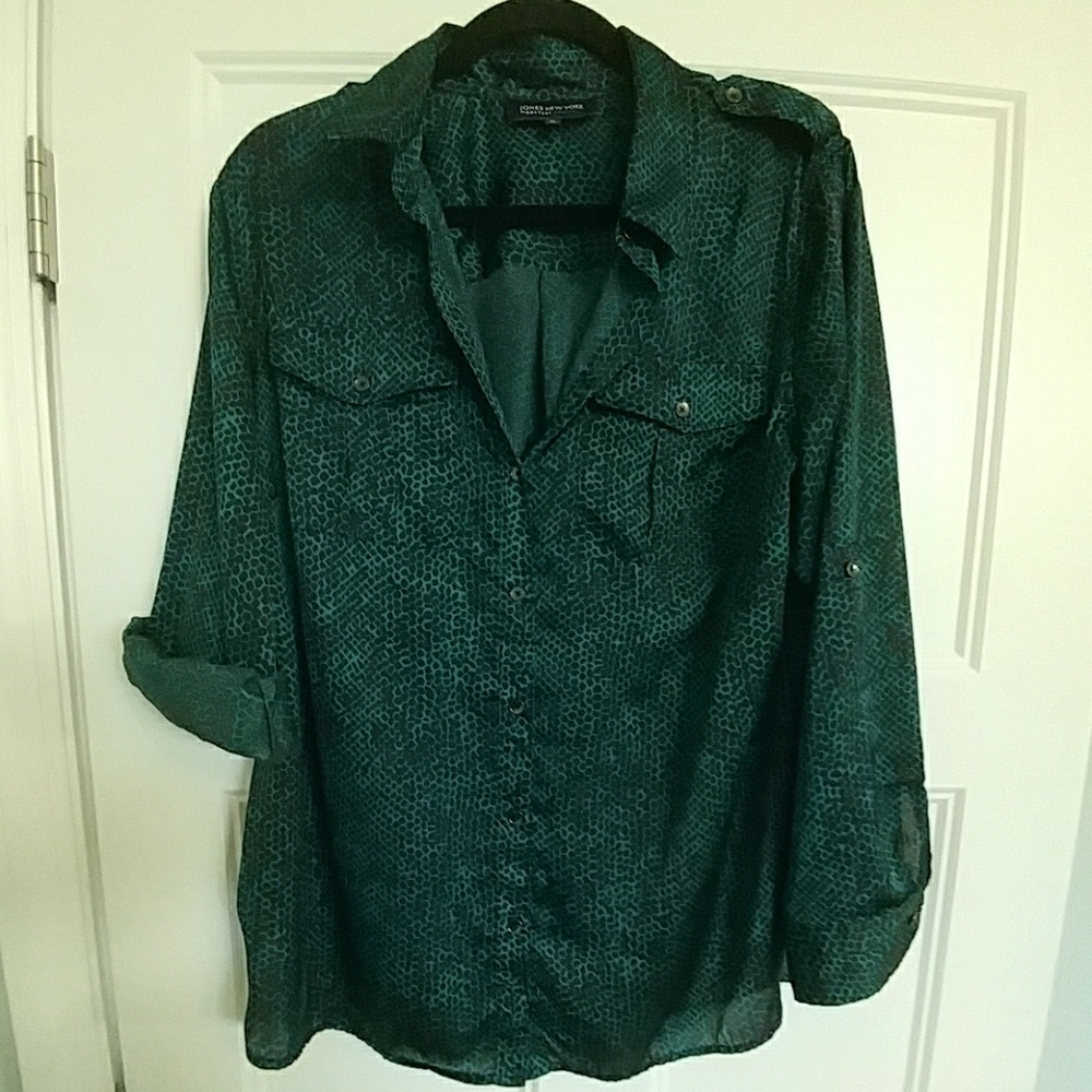 Teal/Black Snake Print Blouse Size 1x